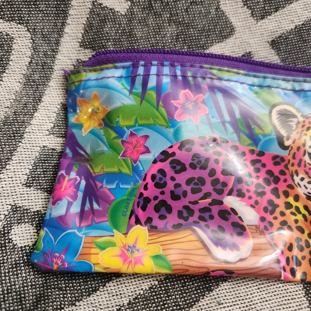 Vintage Lisa Frank Hunter Leopard Vinyl Zippered Pencil Pouch Case 7.5